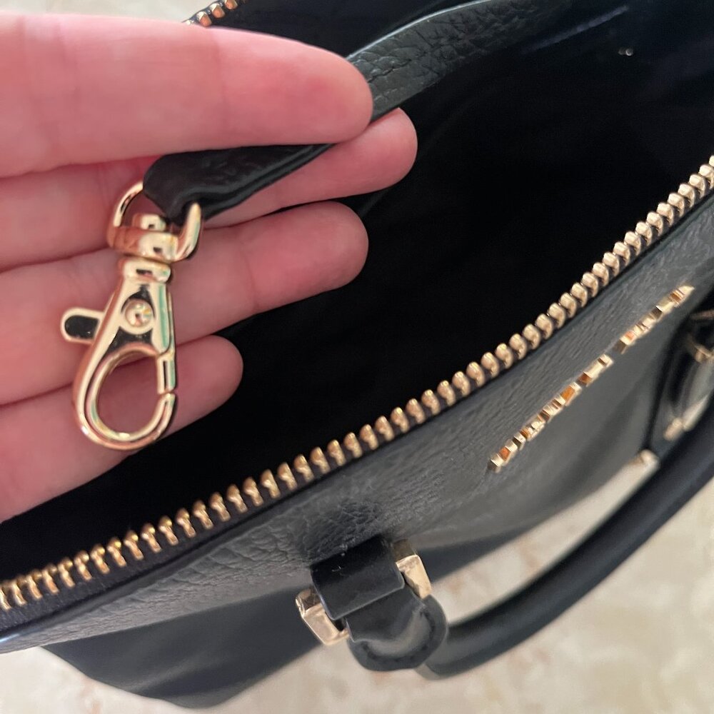 Michael Kors Bedford Legacy Dome Satchel Black Pebbled Leather with Gold - Picture 9 of 9